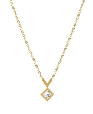  Arrow Necklace in 14K Gold, 0.25ctw Princess Lab Grown Diamond