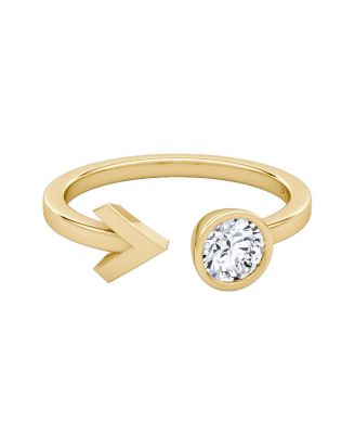  Arrow Cuff Ring in 14K Gold, 0.40ctw Round Brilliant Lab Grown Diamond