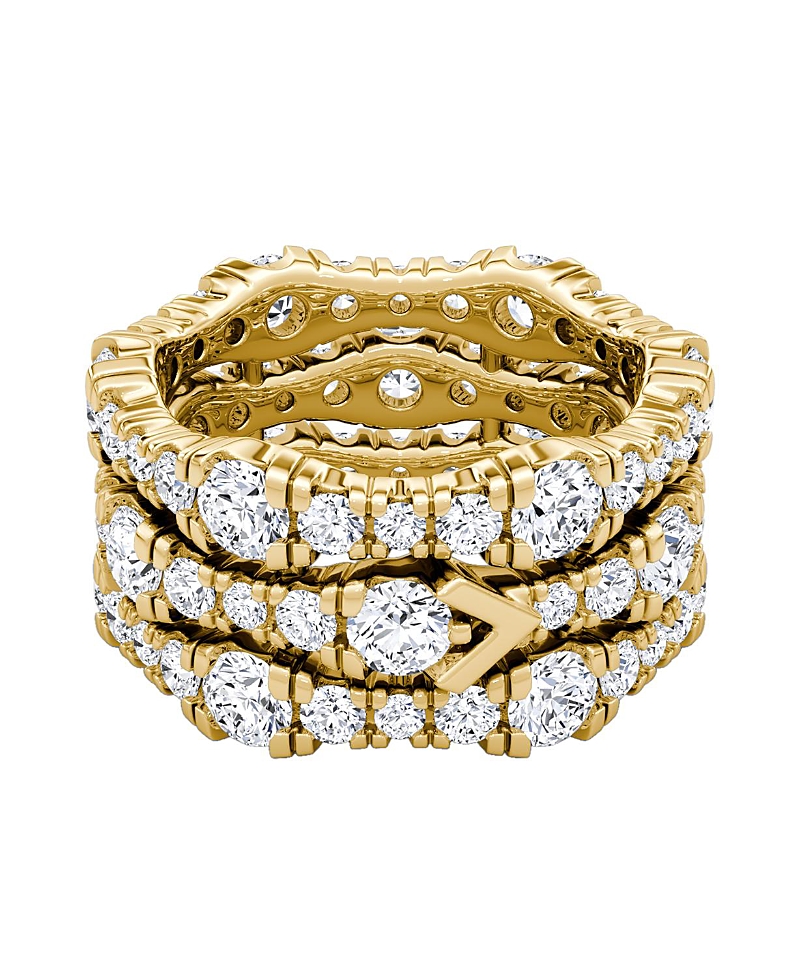 Vrai 3 Row Pave Ring In 14k Gold, 4.56ctw Round Brilliant Lab Grown Diamonds In Gold