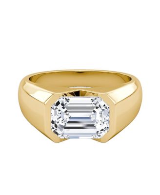  Statement Signet Ring in 14K Gold, 1.0ctw Emerald Lab Grown Diamond