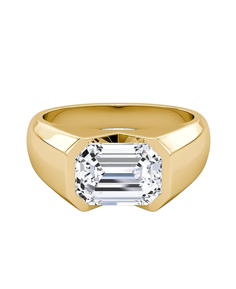 Vrai Statement Signet Ring In 14k Gold, 1.0ctw Emerald Lab Grown Diamond In Gold