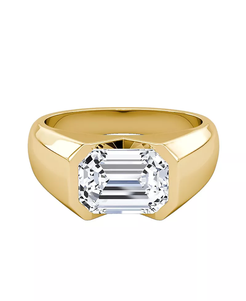 Vrai Statement Signet Ring in 14K Gold, 1.0ctw Emerald Lab Grown Diamond