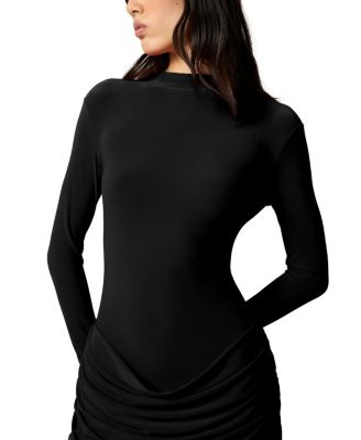 High-Neck Ruched Maxi Dress