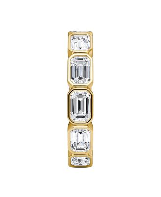 Bezel Eternity Band in 18K Yellow Gold, 3ctw Emerald Lab Created Diamonds
