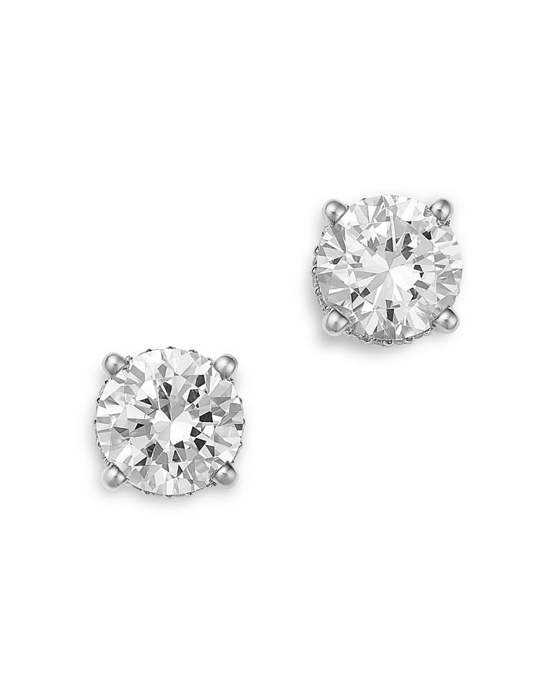 Bloomingdale's Fine Collection Luxe Collection Certified Lab Grown Diamond Hidden Halo Stud Earrings in Platinum White, 3.0 tcw