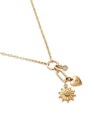 14K Yellow Gold Lab Grown Diamond Charm Necklace, 0.15 tcw