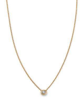 14K Yellow Gold Lab Grown Diamond Solitaire Pendant Necklace, 18"