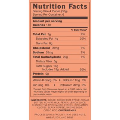 Bitten Peach Caramels, 24 Piece 