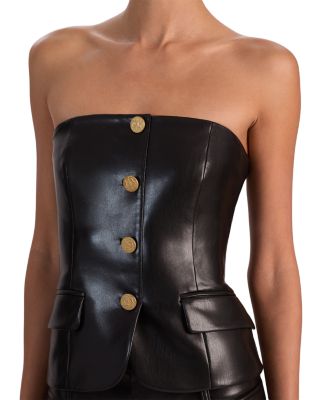 Madison Faux Leather Strapless Top