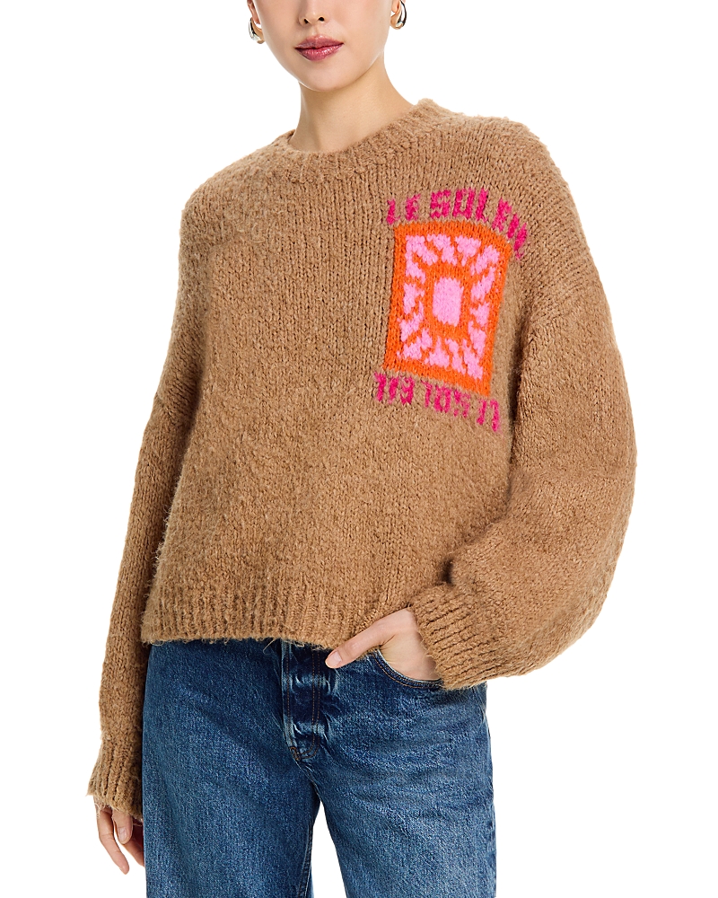 Vintage Havana Jacquard Crewneck Sweater In Brown
