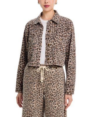 Stretch Denim Crop Jacket & Denim Wide Leg Pants