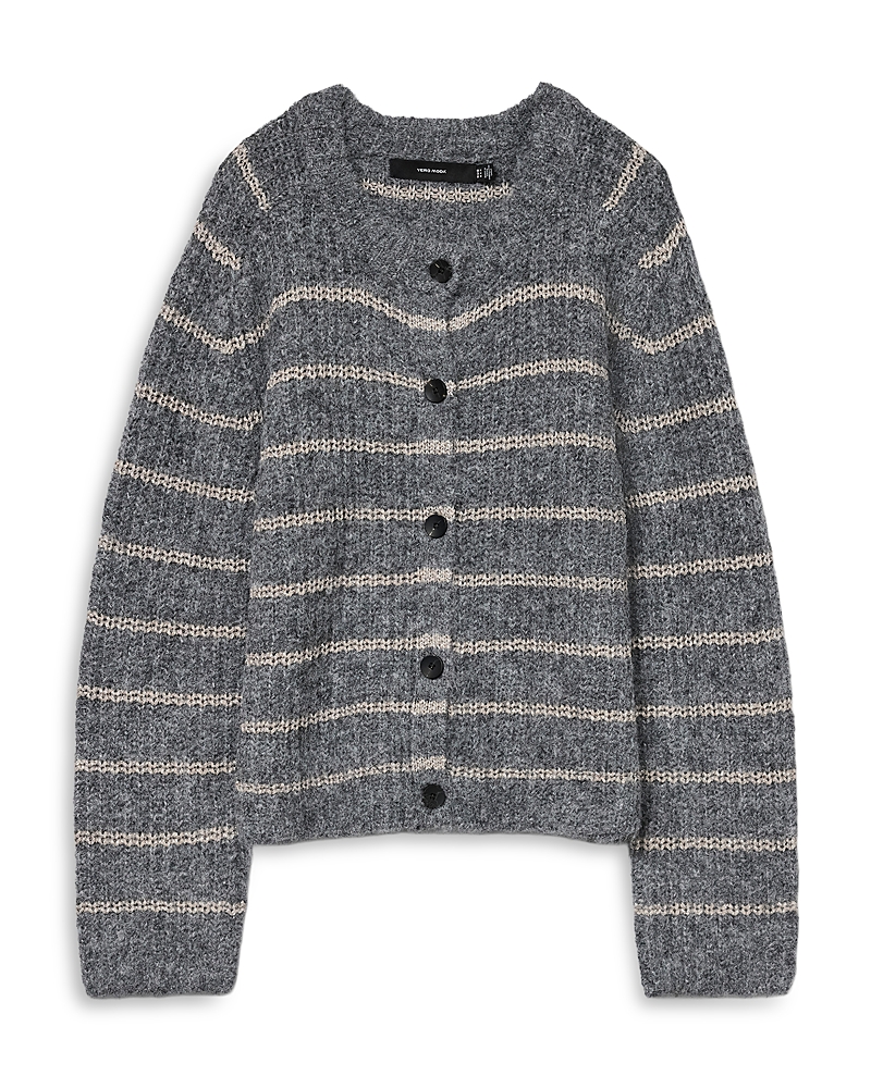 Vero Moda Vmawesome Shine Striped Cardigan In Gray