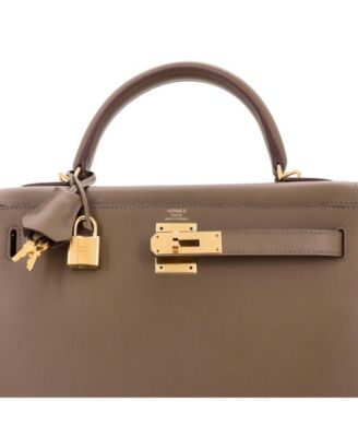 Kelly 28 Handbag Brown Madame with Gold Hardware