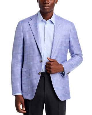 Kei Wool, Silk & Linen Plaid Unstructured Trim Fit Sport Coat