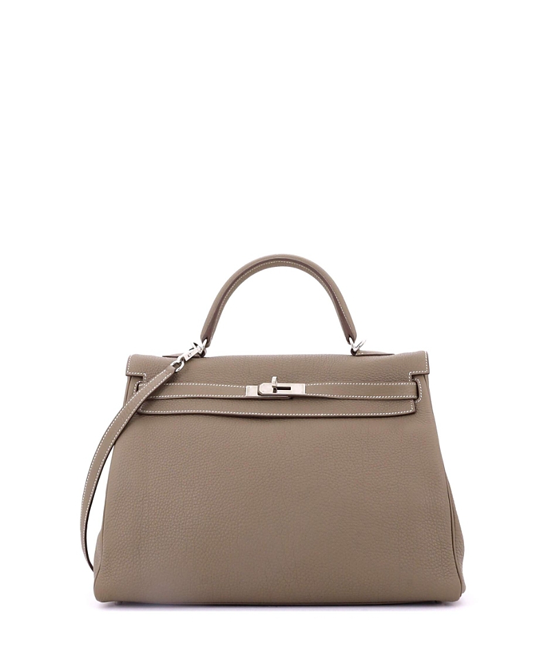 PRE-OWNED HERMES Pre-owned  Hermes Kelly 35 Handbag Grey Togo With Palladium Hardware In Brown
