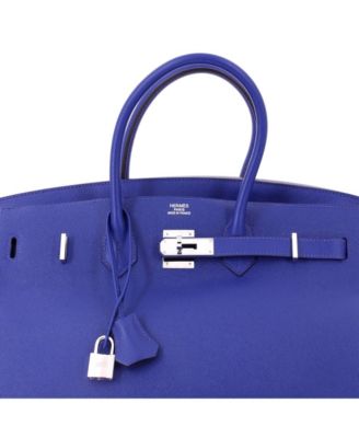 Birkin 35 Handbag Blue Epsom with Palladium Hardware