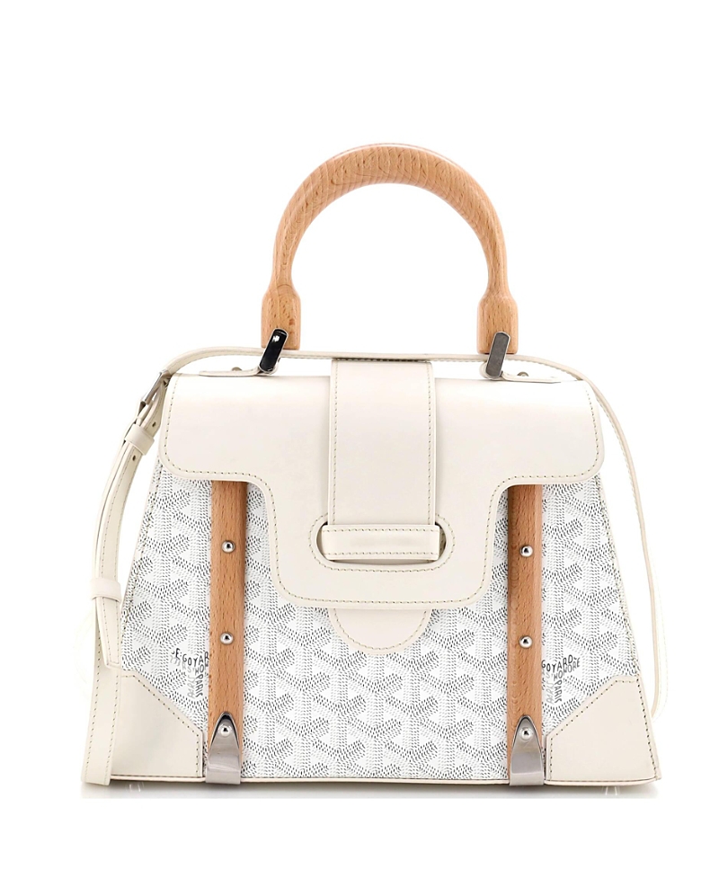 PRE-OWNED GOYARD Pre-owned Goyard Pm Saigon Top Handle Bag Coated Canvas With Leather In White