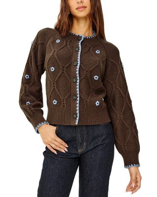Laurie Crewneck Cable Knit Cardigan Sweater