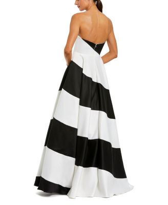 Women's Colorblock Striped Satin Strapless Ballgown