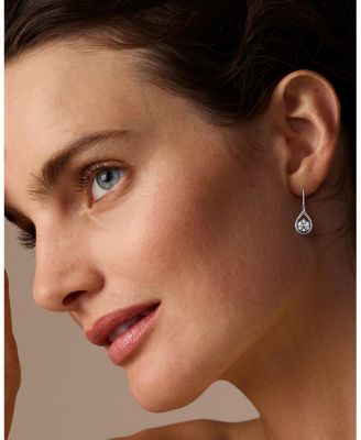 Pear Silhouette Earring in 14K Gold, 1.5ctw Round Brilliant Lab Created Diamonds