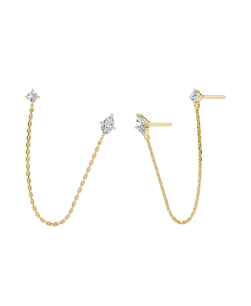 Vrai Shooting Star Draped Studs, 0.28 Ctw Marquise & Round Brilliant Lab Created Diamonds In Gold