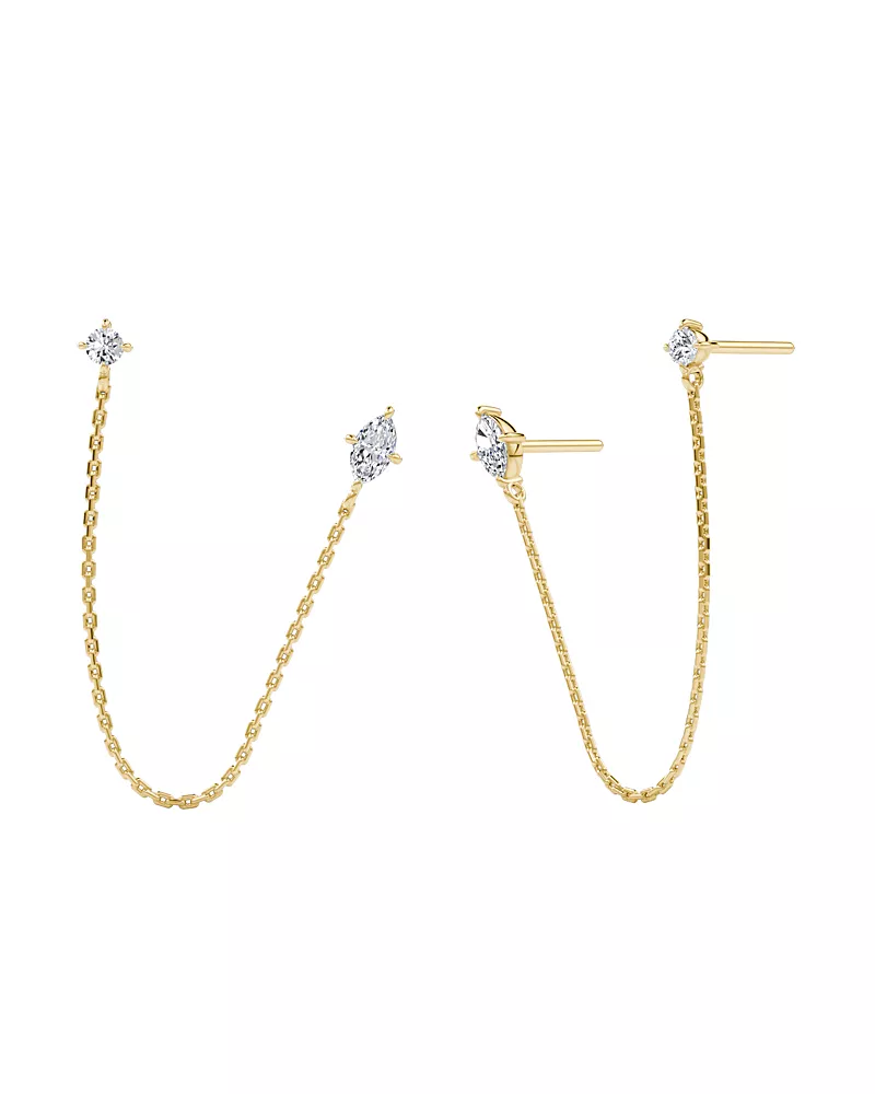 Vrai Shooting Star Draped Studs, 0.28 ctw Marquise & Round Brilliant Lab Created Diamonds