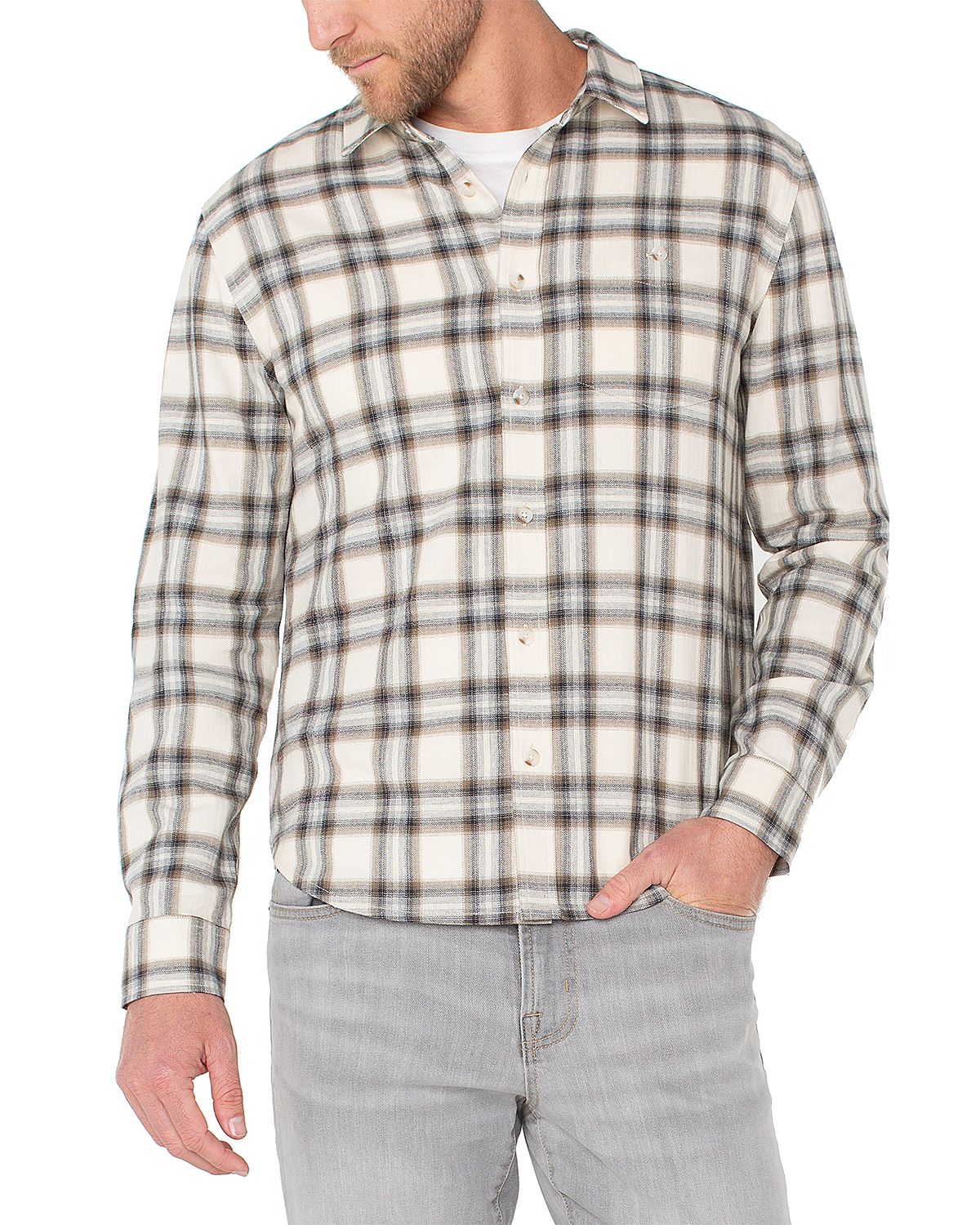 Liverpool Los Angeles Long Sleeved Curved Yoke Regular Fit Button Down Shirt