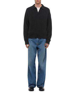 Brushed Open Collar Polo Sweater