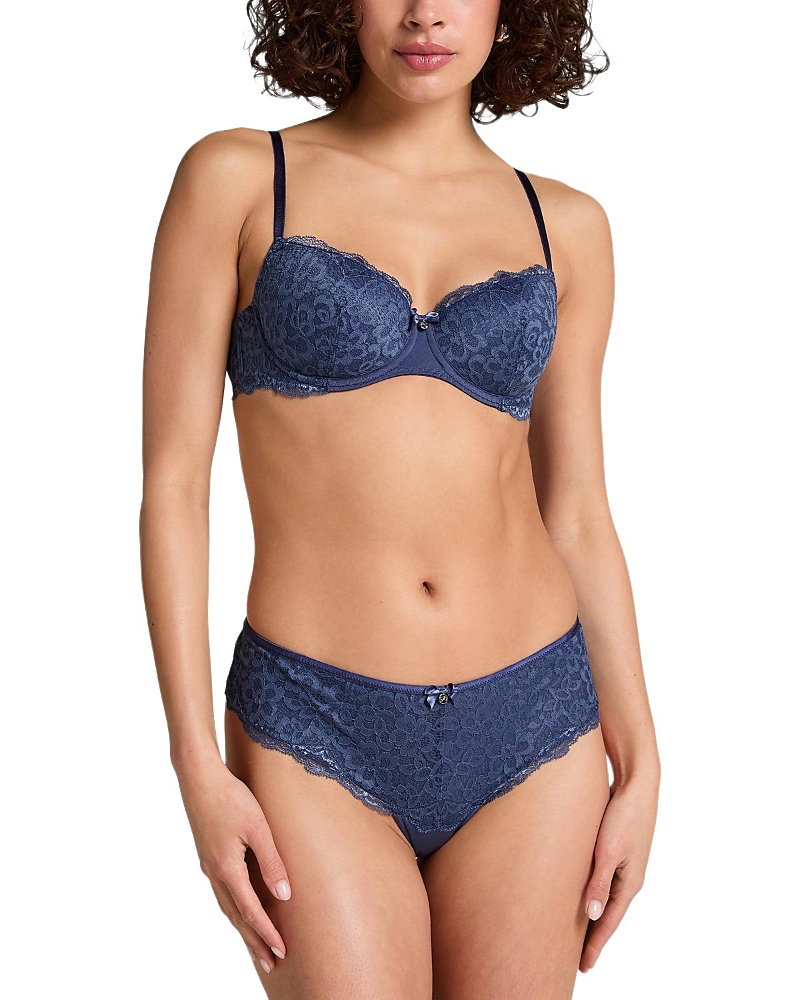 Hunkemoller Marine Brazilian Knickers In Blue