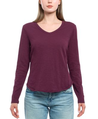  Long Sleeve Raw Hem Shirttail Tee