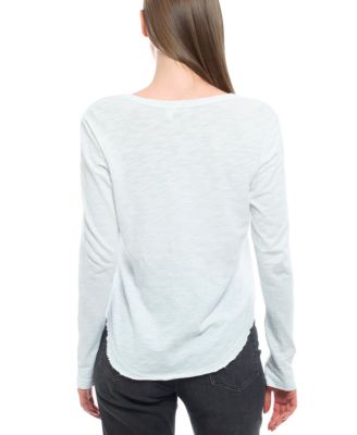  Long Sleeve Raw Hem Shirttail Tee