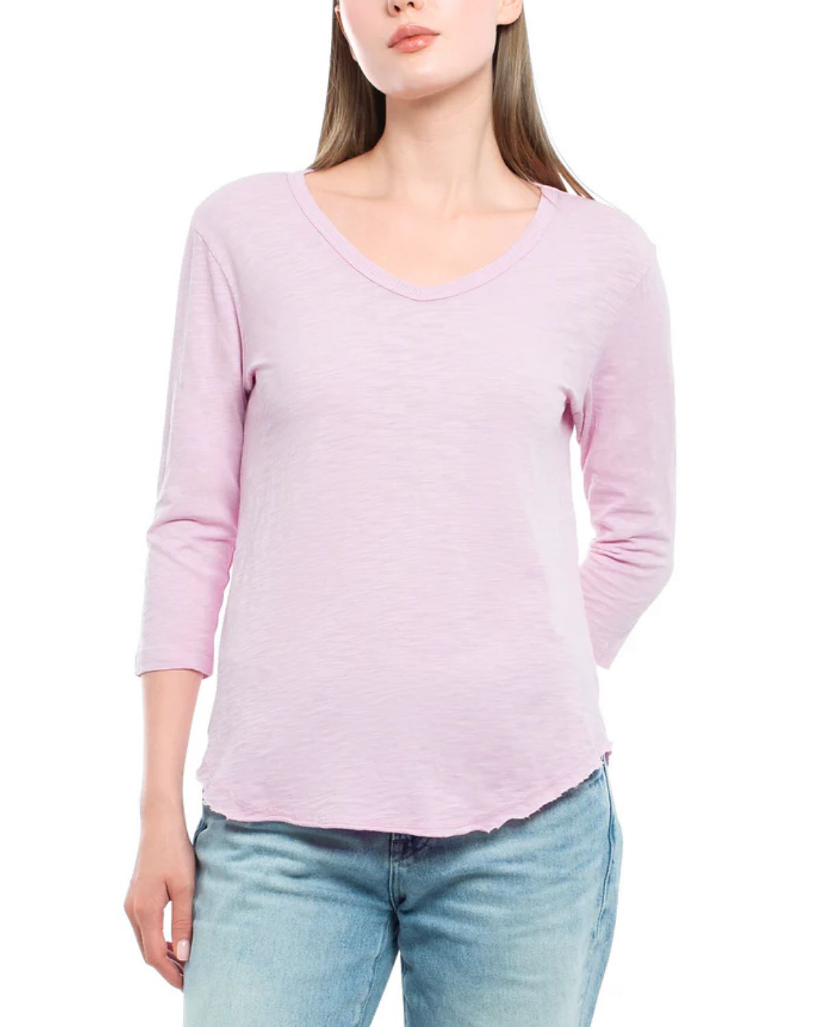 Wilt Clothing 3/4 Sleeve Raw Hem Shirttail Tee