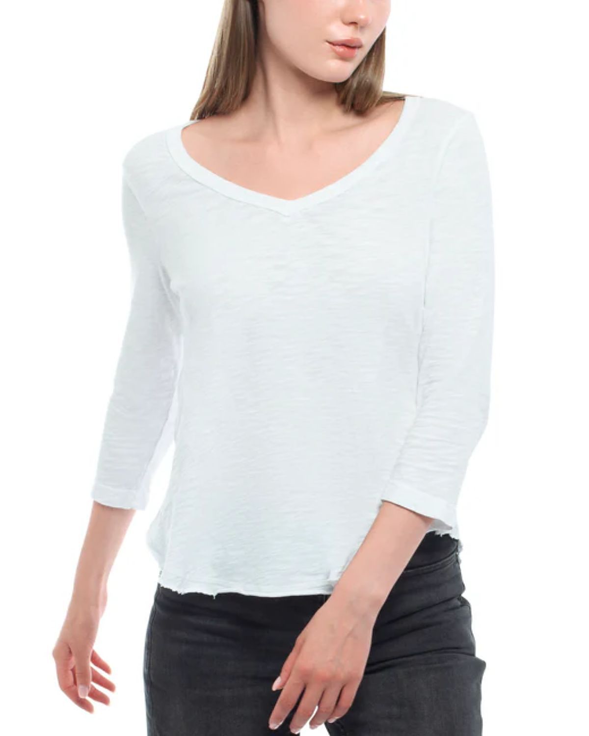 Wilt Clothing 3/4 Sleeve Raw Hem Shirttail Tee