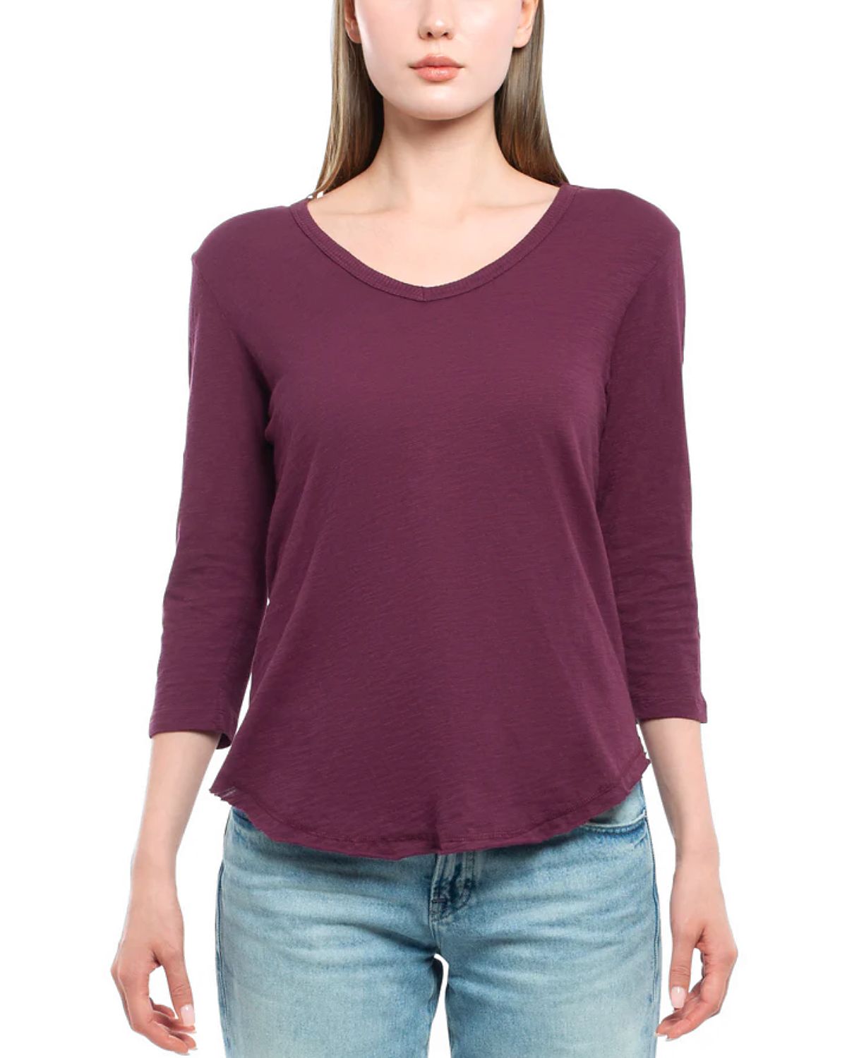 Wilt Clothing 3/4 Sleeve Raw Hem Shirttail Tee