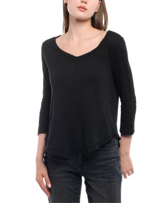 Wilt Clothing 3/4 Sleeve Raw Hem Shirttail Tee