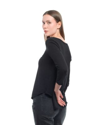 3/4 Sleeve Raw Hem Shirttail Tee