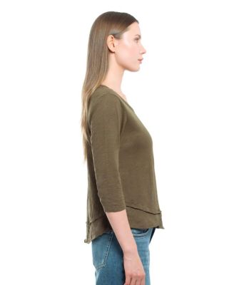  3/4 Sleeve Shrunken Crew Mock Layer Tee