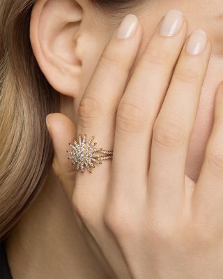 Starburst Ring in 18K Yellow Gold with Diamonds, 20mm