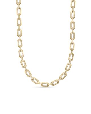 Pav&eacute; Chain Necklace in 18K Yellow Gold with Diamonds, 7mm