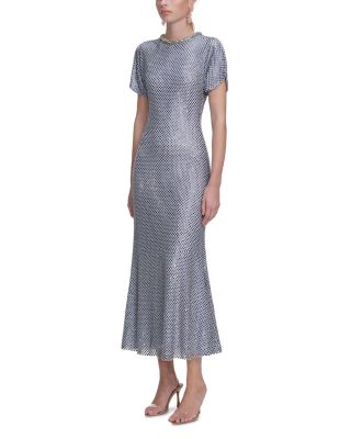 Rhinestone Mesh Midi Dress