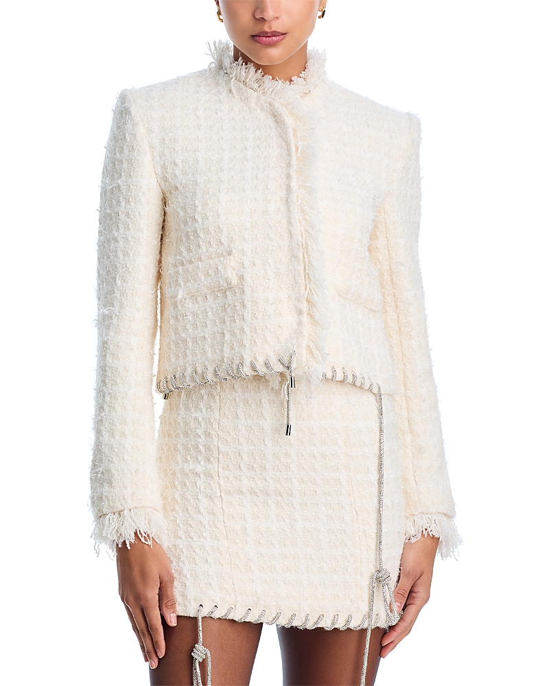Area Tweed Eyelash Jacket In White