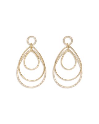 Rena Pav&eacute; Pear Shape Layered Drop Earrings
