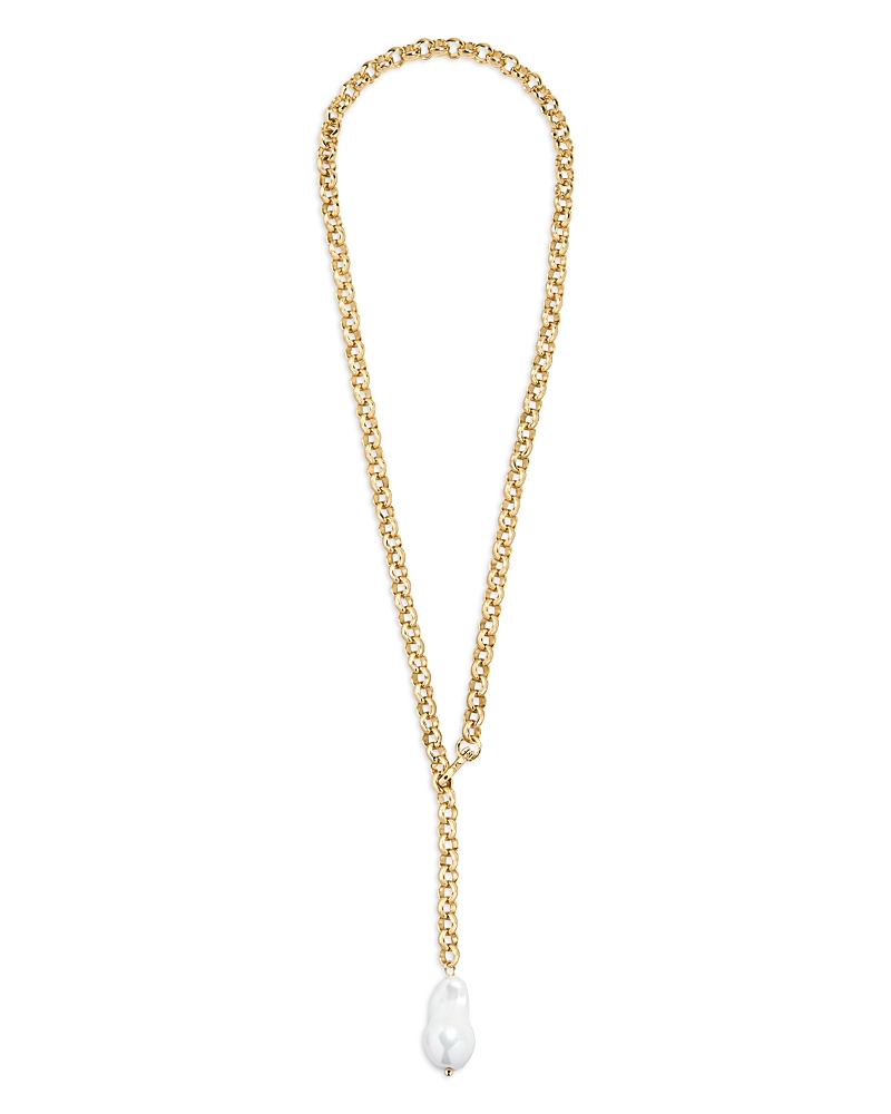 Baublebar Teagan Faux Pearl Lariat Necklace In Gold