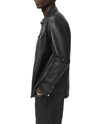 Sage Leather Shirt Jacket