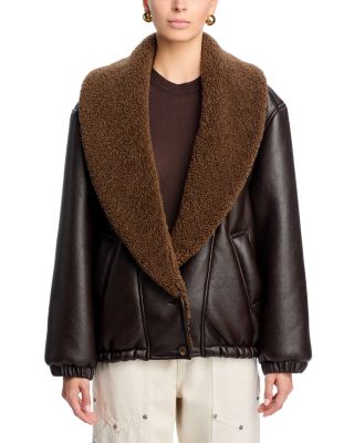 Icon Status Shawl Collar Faux Leather Coat