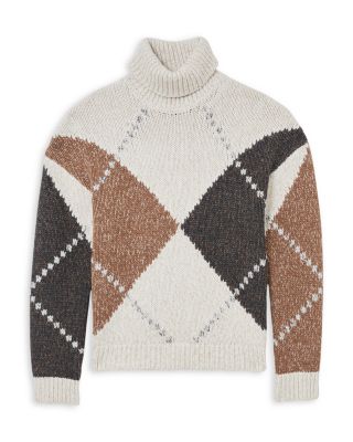 Kennedy Relaxed Fit Roll Neck Argyle Sweater