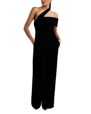 Petite Daria One Shoulder Velvet Jumpsuit