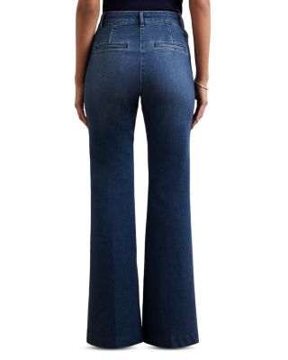 Athena High Rise Flare Hem Jeans in Mid Blue