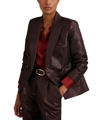 Petite Sienna Double Breasted Metallic Blazer