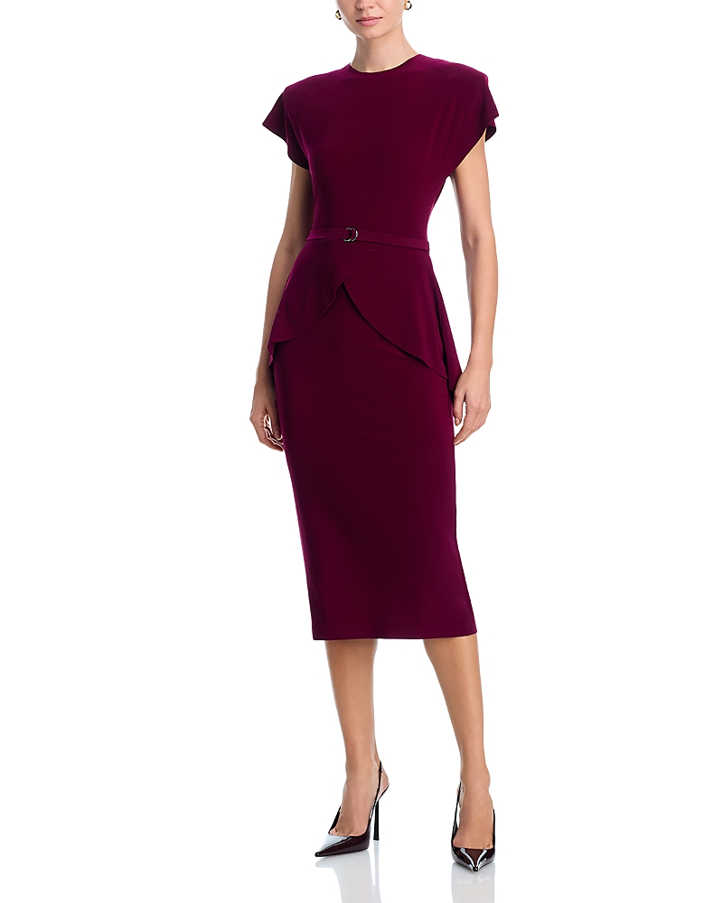 Norma Kamali Peplum Cap Sleeve Dress In Purple